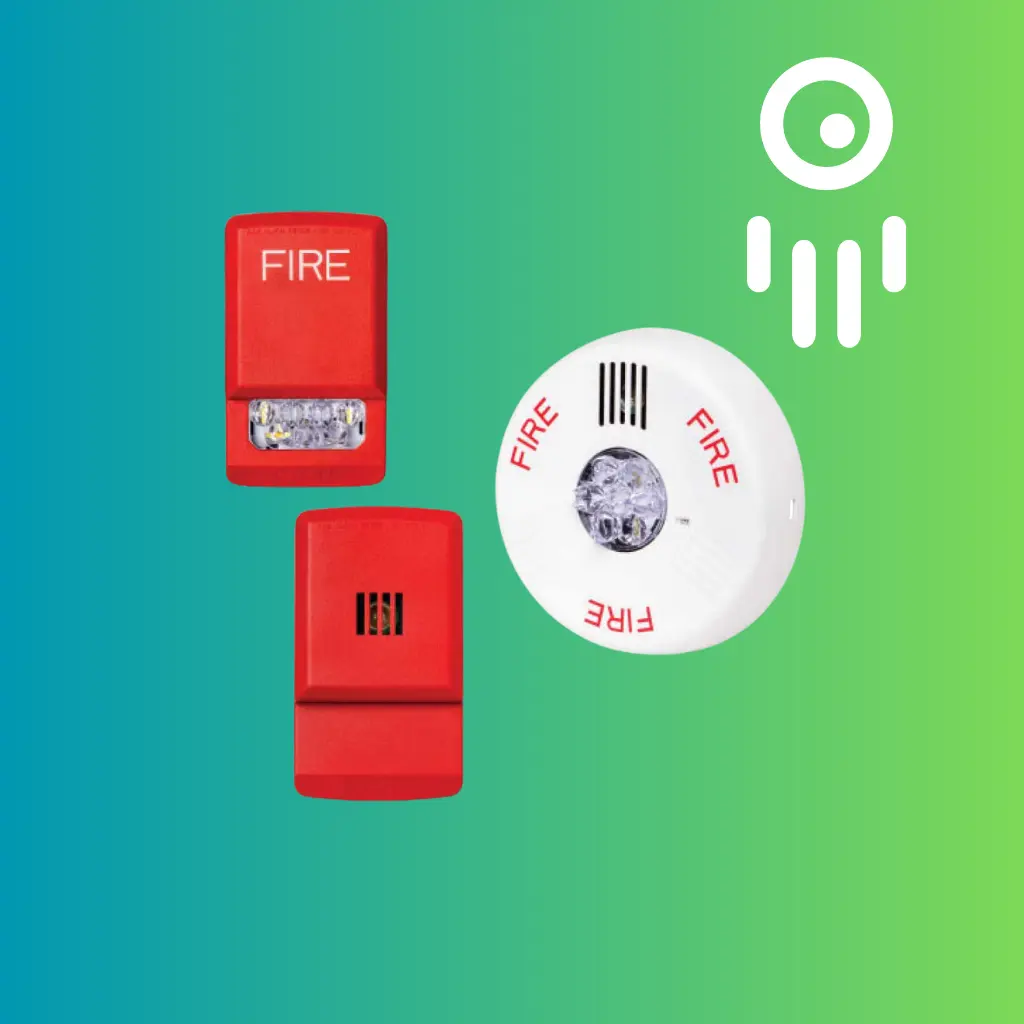 POT-PE-HSWC  Horn strobe, LED, ceiling, white, FIRE, clear lens, 15/30/75/110/150/177 cd, 24V, indoor