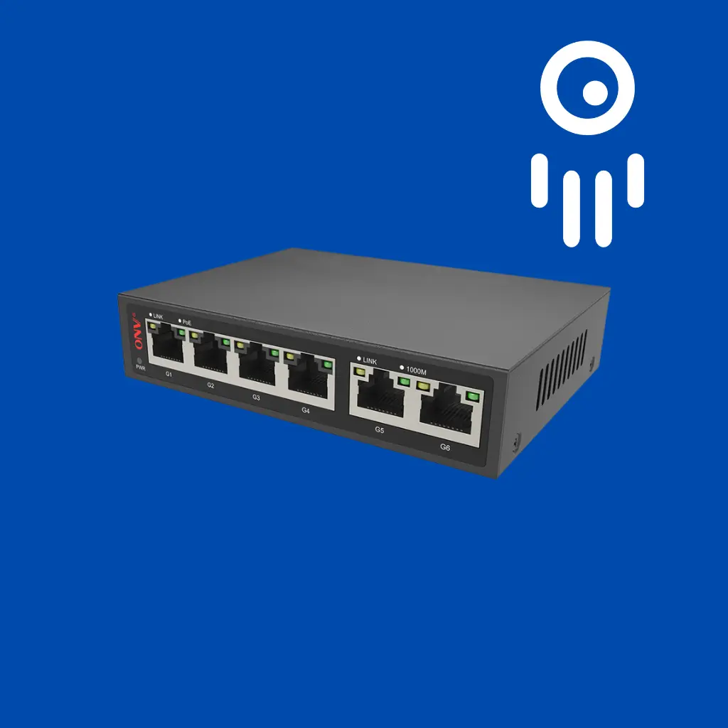 Radiance RAD-4POE250WSFP : 6-Port Full Gigabit PoE Switch | 250W Power | PoE, RJ45, and SFP Ports