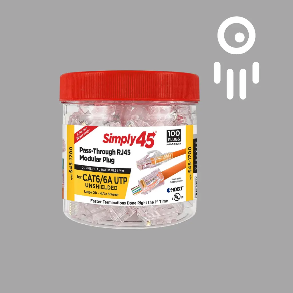 S45-1700 Cat6/6a Pass-Through RJ45 Modular Plugs – 100 pcs