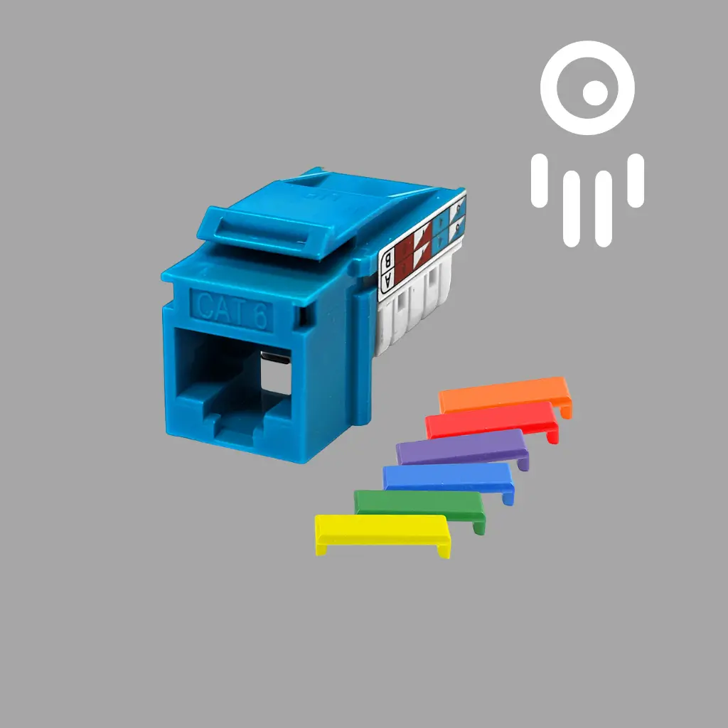 S45-3690BL Cat6 Unshielded 90-Degree Keystone Jack (Blue)