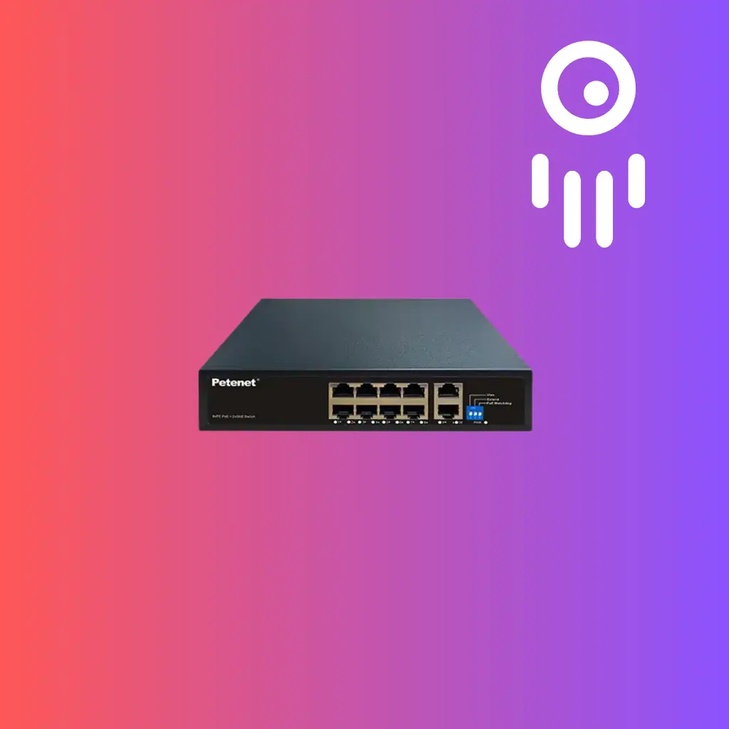 Petenet PET-D7010-8P-120 - 8-Port Gigabit PoE+ Switch with 2 RJ45 Uplink Port 