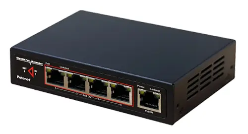 Petenet E7005-4P-60 - Indoor 4-Channel Gigabit PoE++ Extender