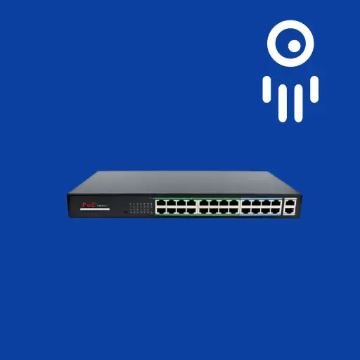 RAD-24POE : 26-Port Long Distance PoE Switch | 250W Power, Gigabit & PoE Ports