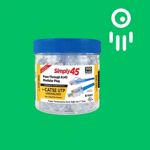 S45-1500 Cat5e Pass-Through RJ45 Modular Plugs – 100 pcs
