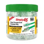 S45-1600 Cat6 Unshielded Pass-Through RJ45 Modular Plugs (100-Pack)