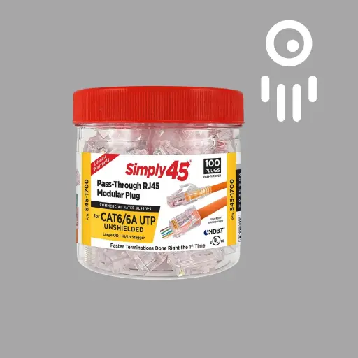 S45-1700 Cat6/6a Pass-Through RJ45 Modular Plugs – 100 pcs